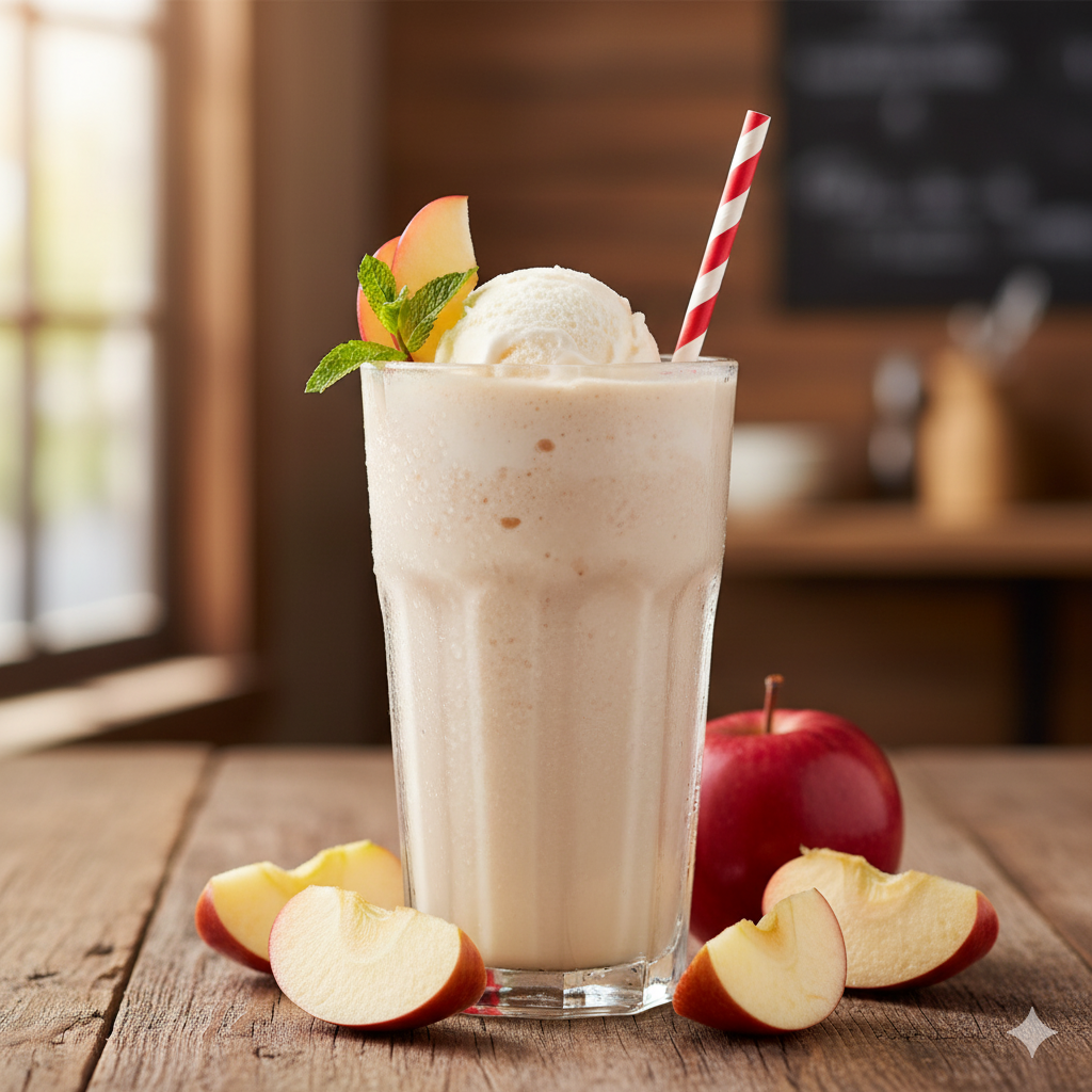 Apple Milk Shake with Ice Cream